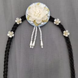 Fashion Flower Hanbok Wig Headdress Tassel Traditional Korea Ethnic Style Hairband Elegant Classical Stage Dance Hair Hoop Girls