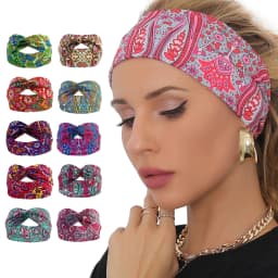 Bohemian Yoga Sweat Absorbent Elastic Headband Walnut Shaped Hair Tie for Sports And Fitness Activities