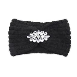 Diamond Headband Elastic Ear Warmer Knit Cross Headwrap Turban Wide Brim Headwear for Women Girl Winter Fashion Hair Accessories