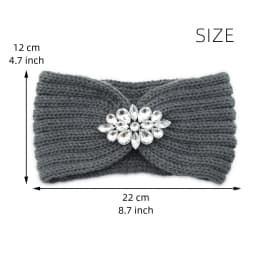 Diamond Headband Elastic Ear Warmer Knit Cross Headwrap Turban Wide Brim Headwear for Women Girl Winter Fashion Hair Accessories