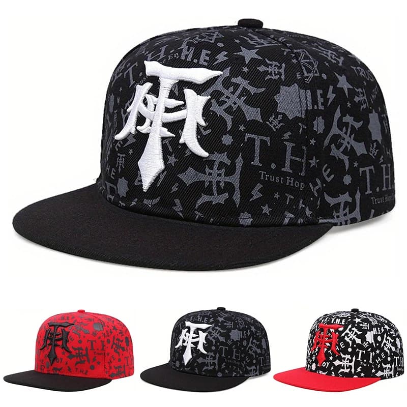 2025 Creative New Baseball Hat T Embroidery Graffiti HipHop Hat Street Fashion Decorative Hat Daily Leisure Flat Edge Hat Unisex