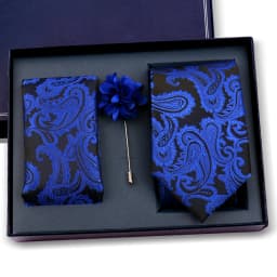Elegant Ties For Men Classic Paisly Neck Tie Pocket Square Brooch Set With Gift Box Mens Business Wedding Suit Accessories