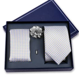 Elegant Ties For Men Classic Paisly Neck Tie Pocket Square Brooch Set With Gift Box Mens Business Wedding Suit Accessories