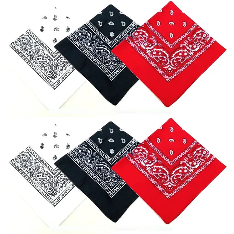 1/3/6pcs Cotton Bandana Headband Denim Men'S Cycling Sports Headwear Wrist Guard Single-Sided Headscarf Paisley Scarf