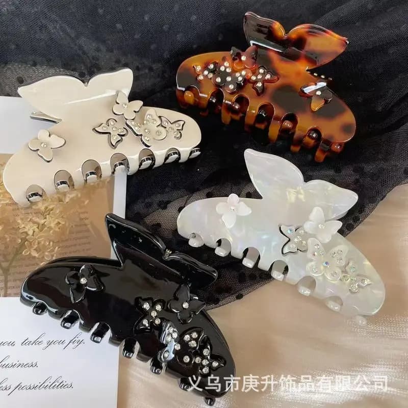 1pc New acetate butterfly gripper, large shark clip, high-end hair sensing clip, decorative hair gripper