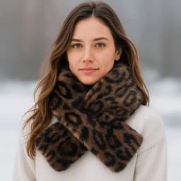 Cute Thicken Warm Leopard Print Scarf Windproof Soft Faux Fur Scarf Faux Collar Faux Rabbit Fur Winter Scarf Women's Wear