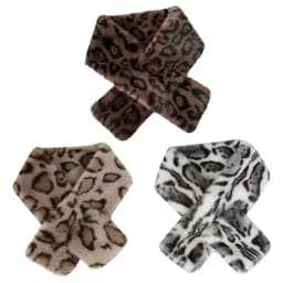 Cute Thicken Warm Leopard Print Scarf Windproof Soft Faux Fur Scarf Faux Collar Faux Rabbit Fur Winter Scarf Women's Wear