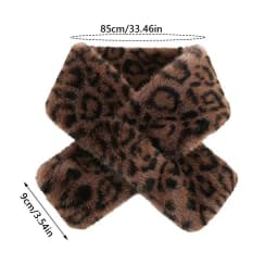 Cute Thicken Warm Leopard Print Scarf Windproof Soft Faux Fur Scarf Faux Collar Faux Rabbit Fur Winter Scarf Women's Wear