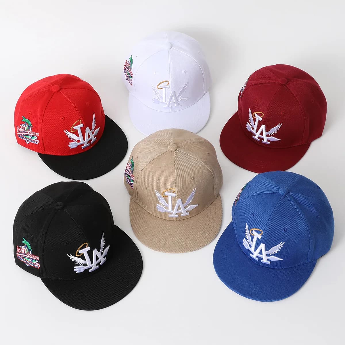 Fashion Unisex Lette Embroidery Baseball Caps Los Angeles Snapback Hat Angel Wings Hip Hop Caps Outdoor Adjustable Casual SunHat