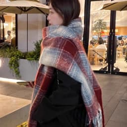 〔Funny〕Autumn And Winter New Korean Plaid Scarf Women's Thick Atmosphere Warm Student Shawl Neck Scarf