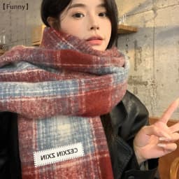 〔Funny〕Autumn And Winter New Korean Plaid Scarf Women's Thick Atmosphere Warm Student Shawl Neck Scarf