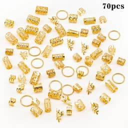70Pcs Hair Beads Hair Cuffs Braiding Hair Rings Alloy Hair Charms For Loc Braids Hair Adjustable Metal Braid Hair Jewelry