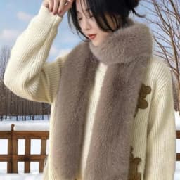 Vintage 180cm Fake Fur Long Scarf Soft Plush Fur Decor Winter Fluffy Scarf Thick Luxury Wraps Shawl Party