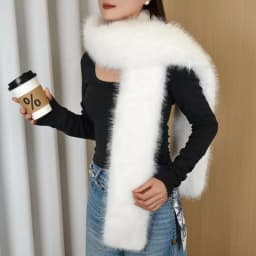 Vintage 180cm Fake Fur Long Scarf Soft Plush Fur Decor Winter Fluffy Scarf Thick Luxury Wraps Shawl Party