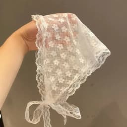 Women French Country Style Lace Mesh Triangle Scarf Spring Summer Floral Hair Scarf Elegant Headwrap Bohemian Hair Accessories