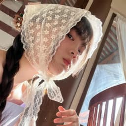 Women French Country Style Lace Mesh Triangle Scarf Spring Summer Floral Hair Scarf Elegant Headwrap Bohemian Hair Accessories