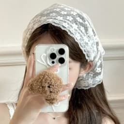 Women French Country Style Lace Mesh Triangle Scarf Spring Summer Floral Hair Scarf Elegant Headwrap Bohemian Hair Accessories
