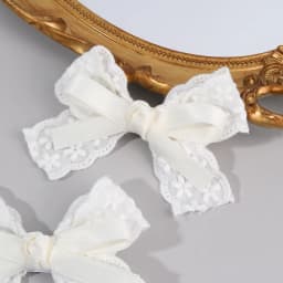 2Pcs/Set Girls Cute Solid Flower Hair Clips White Floral Embroidery Bow Barrette For Children Baby Sweet Headwear Accessories