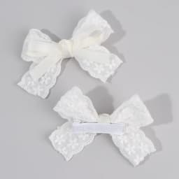 2Pcs/Set Girls Cute Solid Flower Hair Clips White Floral Embroidery Bow Barrette For Children Baby Sweet Headwear Accessories