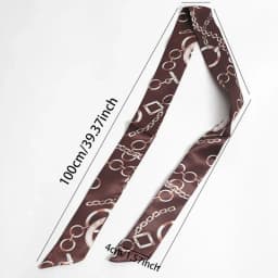 Women Print Flower Small Scarf Handle Bag Ribbons Fashion Head Scarf Small Long Skinny Scarves Headbands Tie Accessories