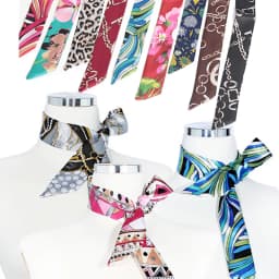 Women Print Flower Small Scarf Handle Bag Ribbons Fashion Head Scarf Small Long Skinny Scarves Headbands Tie Accessories