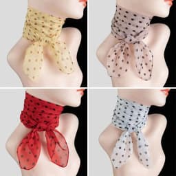 Summer Polka Dot Print Artificial Silk Scarf Thin Neck Warp Chiffon Soft Shawl Beach Sunscreen Square Women Neck Scarves
