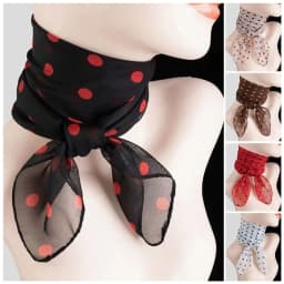 Summer Polka Dot Print Artificial Silk Scarf Thin Neck Warp Chiffon Soft Shawl Beach Sunscreen Square Women Neck Scarves