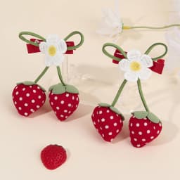 Korean Strawberry Bow Hair Clips Sweet Flower Lace Ribbon Bownot Hairpins For Girls Children Trendy Cute Headwear Accessories