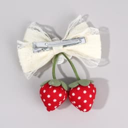 Korean Strawberry Bow Hair Clips Sweet Flower Lace Ribbon Bownot Hairpins For Girls Children Trendy Cute Headwear Accessories