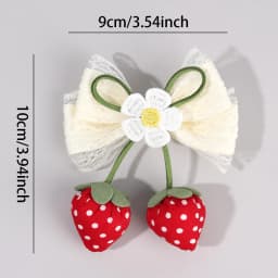 Korean Strawberry Bow Hair Clips Sweet Flower Lace Ribbon Bownot Hairpins For Girls Children Trendy Cute Headwear Accessories