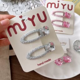 Korean Glossy Hair Clips New Silver Pink White Bangs Side Barrettes for Girls Sweet Non Slip Double Wear 2pcs