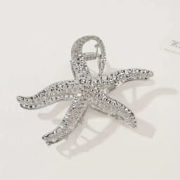 1PC Starfish - Shaped Hair Claw Clips, Gold & Silver Textured Metal Hair Grips, Chic Beachy Hair Accessories for Women
