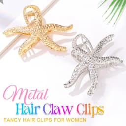 1PC Starfish - Shaped Hair Claw Clips, Gold & Silver Textured Metal Hair Grips, Chic Beachy Hair Accessories for Women