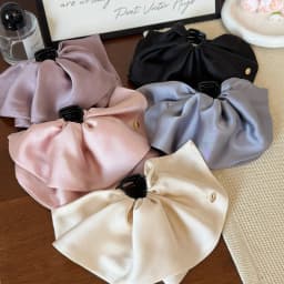 Satin Large Bow 4CM Hair Claw Clips Ponytail Holder Women Girls Hair Barrettes Clamps Hairpins Hair Accessories Fashion