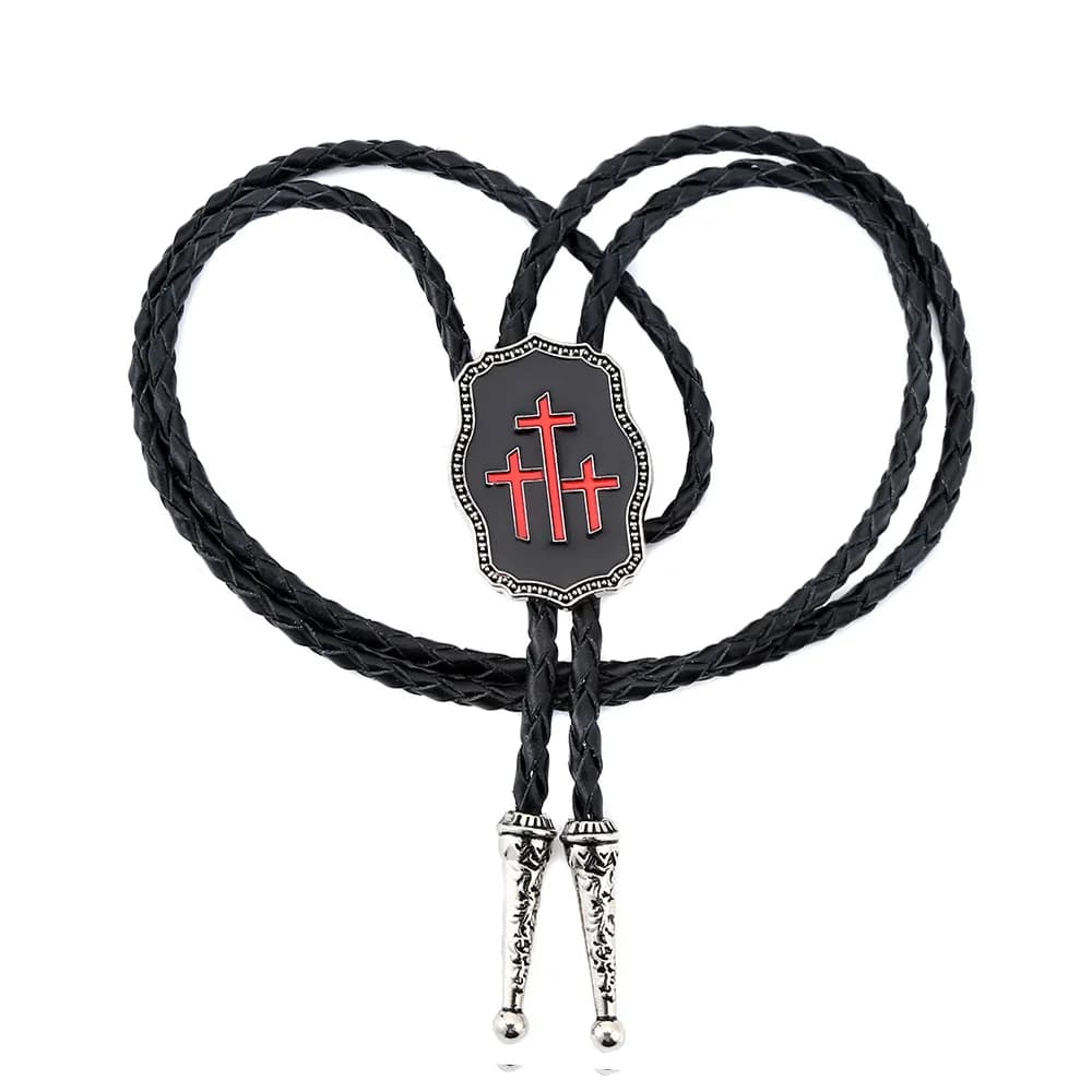 New Fashionable Men's Alloy Cross Leather Rope Pollo Tie, Men's Tie Gift Accessory Wholesale