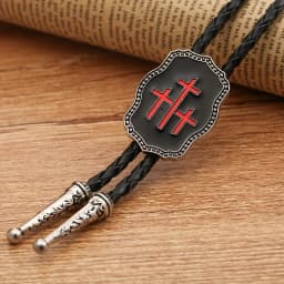 New Fashionable Men's Alloy Cross Leather Rope Pollo Tie, Men's Tie Gift Accessory Wholesale