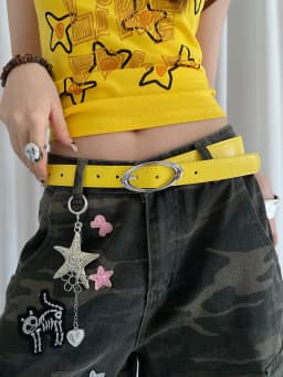 New Korean Style Oval Alloy Button Women's Belt Decoration Dress Suit Jeans Simple And Versatile Belt