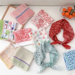 New Cloth Headband Polka Dot Fresh Floral Small Square Scarf Pastoral Style Scarves Women