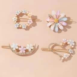 4pcs/set Fashion Exqusite Crystal Flower Heart Hair Clips Hairpins For Women Girls Party Ponytail Side Headwear Hair Accessories