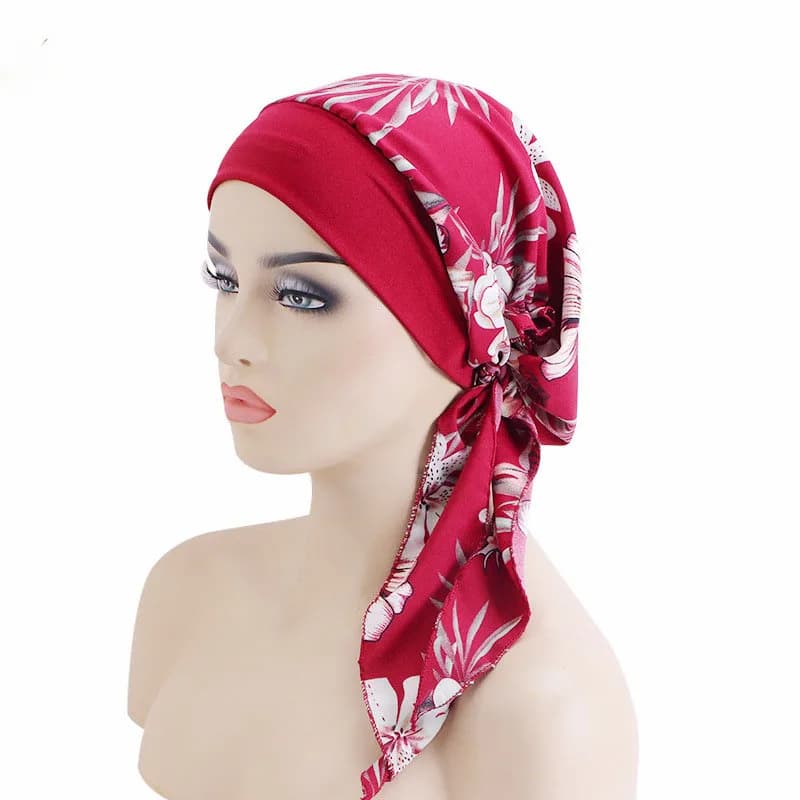 Wide Edge Elastic Headscarf With Ethnic Print for Women's Tie Headband Sleeping Cap
