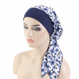 Wide Edge Elastic Headscarf With Ethnic Print for Women's Tie Headband Sleeping Cap
