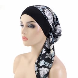 Wide Edge Elastic Headscarf With Ethnic Print for Women's Tie Headband Sleeping Cap