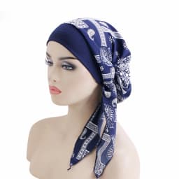 Wide Edge Elastic Headscarf With Ethnic Print for Women's Tie Headband Sleeping Cap
