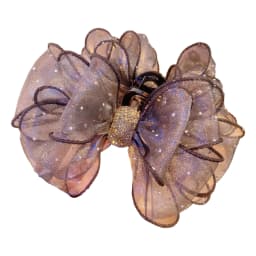 Trendy Gauze Hair Claw Korean Style Diamond Bow Shark Gripper For Women Elegant Gentle Hair Clip Girls Trendy Hair Accessories