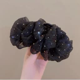 Trendy Gauze Hair Claw Korean Style Diamond Bow Shark Gripper For Women Elegant Gentle Hair Clip Girls Trendy Hair Accessories