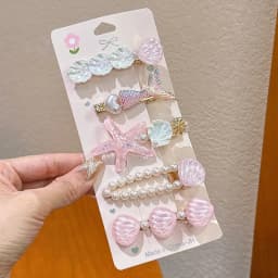 5Pcs/Set Trendy Sweet Galaxy Pink Hair Clips Cool Shiny Heart Shape Hairpins Star Pentagram Rhinestone Barrettes Women Girls