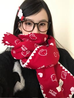 Red Cute Kitten Scarf For Women 2025 New Winter Korean Style Atmosphere Warm Scarf