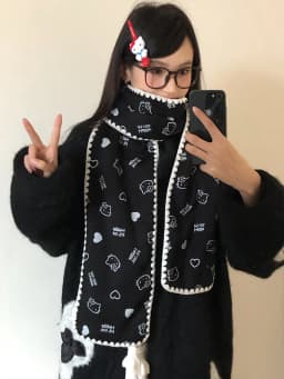 Red Cute Kitten Scarf For Women 2025 New Winter Korean Style Atmosphere Warm Scarf