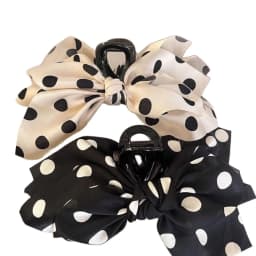 Gentle French polka dot big bow grab clip women's back of the head new high-end hairpin headpiece
