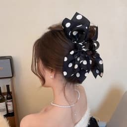 Gentle French polka dot big bow grab clip women's back of the head new high-end hairpin headpiece